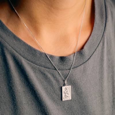 Médaille Rectangulaire Saint Christophe en Argent 925 - Emanessence