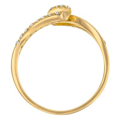 375/1000 Yellow Gold Wave Ring with Zirconium Oxides - Emanessence