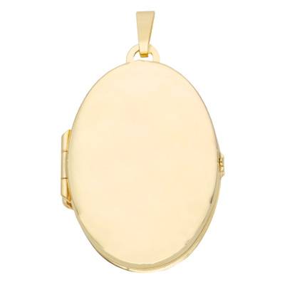 375/1000 Yellow Gold Smooth Oval Photo Locket Pendant - Vandona