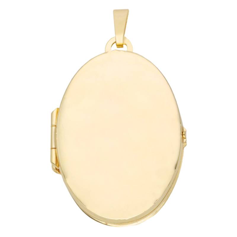 375/1000 Yellow Gold Smooth Oval Photo Locket Pendant - Vandona