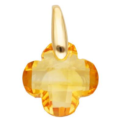 Pendentif Trèfle en Or Jaune 750 & Citrine - Aurora