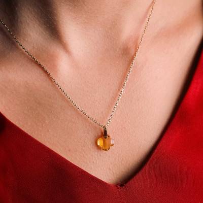 Pendentif Trèfle en Or Jaune 750 & Citrine - Aurora