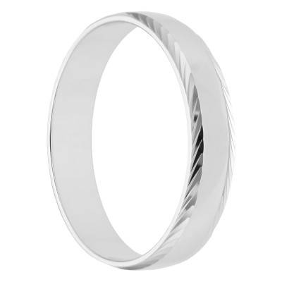 Alliance Demi-Bombée Standard Mathilde en Or Blanc 750, Largeur 4 mm, Taille 54 - Orest