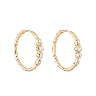Yellow Gold-Plated & Cubic Zirconia Hoop Earrings, 21 mm Diameter - Emanessence