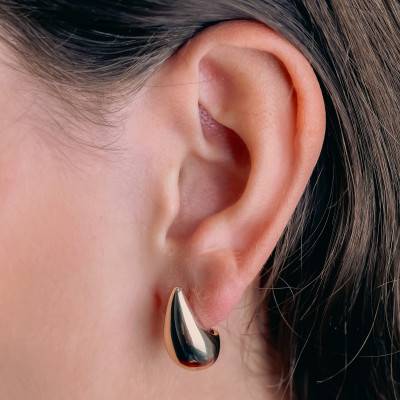 Hollow Yellow Gold-Plated Drop Earrings - Naïades