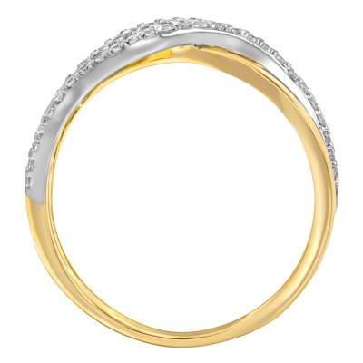 Bague Croisée Double Or Jaune 375 & Pierres Oxyde de Zirconium - Emanessence