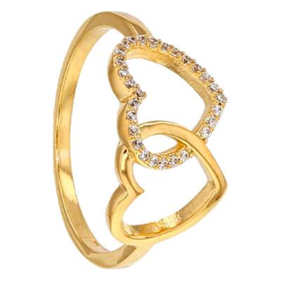 Bague Coeurs Double Plaqué Or & Oxyde de Zirconium - Emanessence