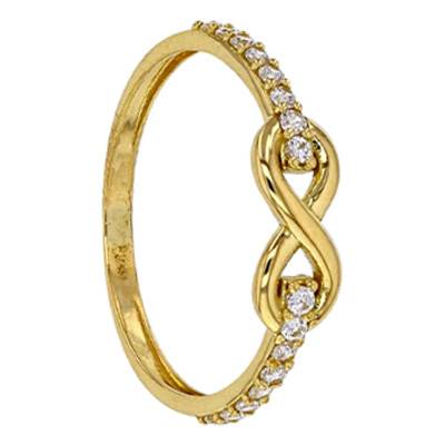 750 Yellow Gold Infinity Ring with Cubic Zirconia - Emanessence