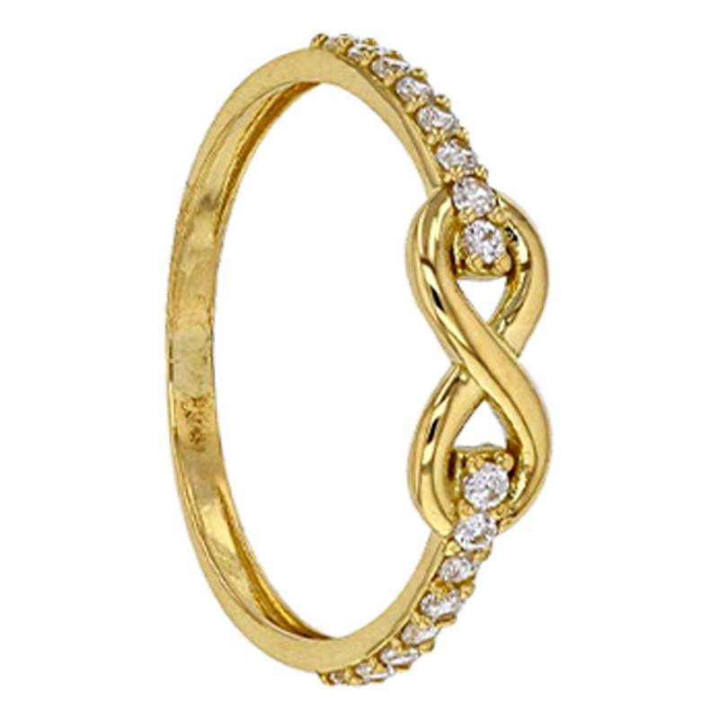 750 Yellow Gold Infinity Ring with Cubic Zirconia - Emanessence