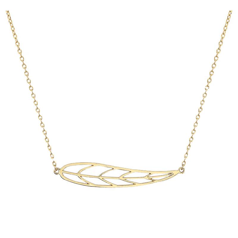 Gold-Plated Leaf Necklace, 42 cm Length - Emanessence