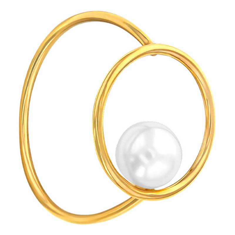 375/1000 Yellow Gold & Round Cultured Pearl Ring - Emanessence