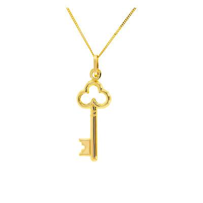 Emanessence 375 Yellow Gold Key Necklace, 45 cm - Emanessence
