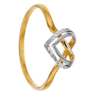 Bague Double Coeur Or Bicolore 375 - Emanessence