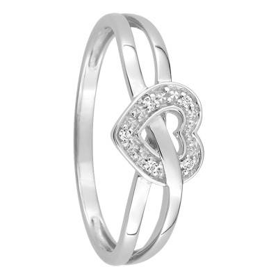 Bague Coeur en Or Blanc 375 et Diamants - Emanessence