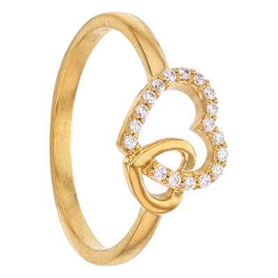Bague Coeurs Ajourés Entrelacés Oxyde de Zirconium & Or Jaune 375 - Emanessence