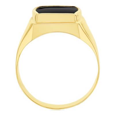 750 Yellow Gold & Black Onyx Square Signet Ring, 12 x 13 mm - Emanessence