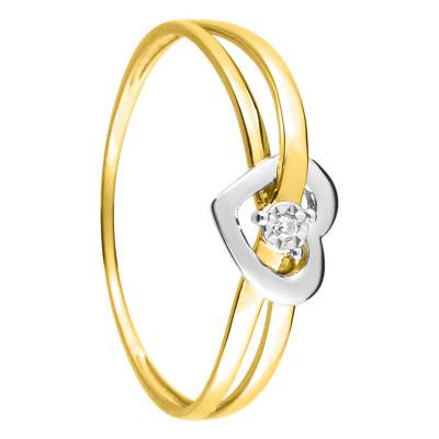 375 Yellow Gold & Diamond Double-Band Heart Ring - Emanessence