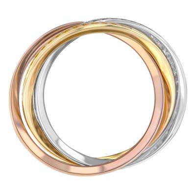 3-Color Tricolor Russian Ring in 3 375/1000 Gold Colors & Zirconium Oxides - Emanessence