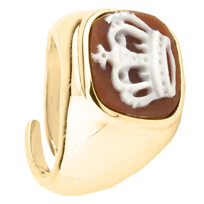 Brown Gold-Tone Crown Cameo Ring - Emanessence