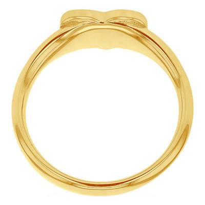 925 Sterling Silver Yellow Gold-Plated Heart Signet Ring - Emanessence