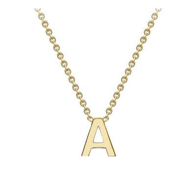 9K Yellow Gold Initial Necklace, Length 38 cm to 43 cm - Emanessence
