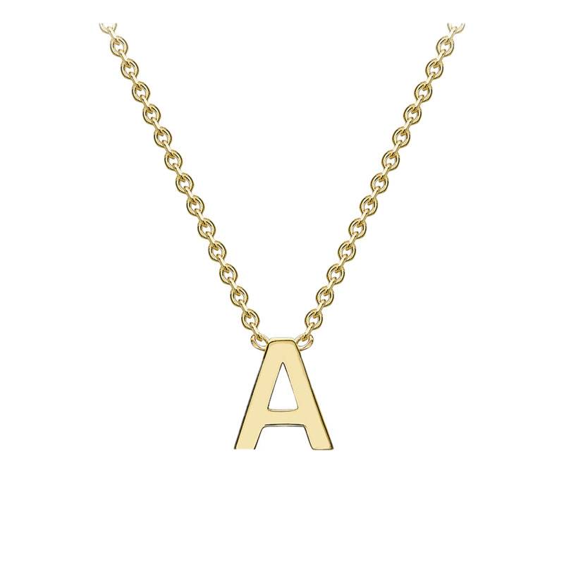 9K Yellow Gold Initial Necklace, Length 38 cm to 43 cm - Emanessence