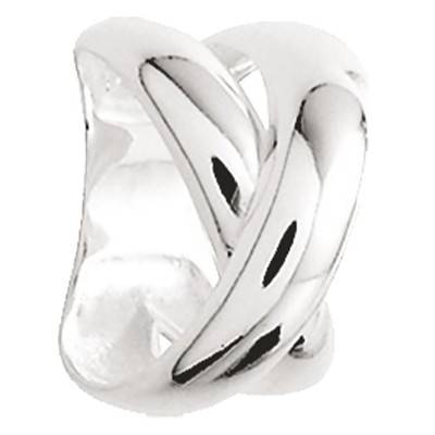 925 Rhodium-Plated Silver Double Domed Interlaced Band Ring - Emanessence