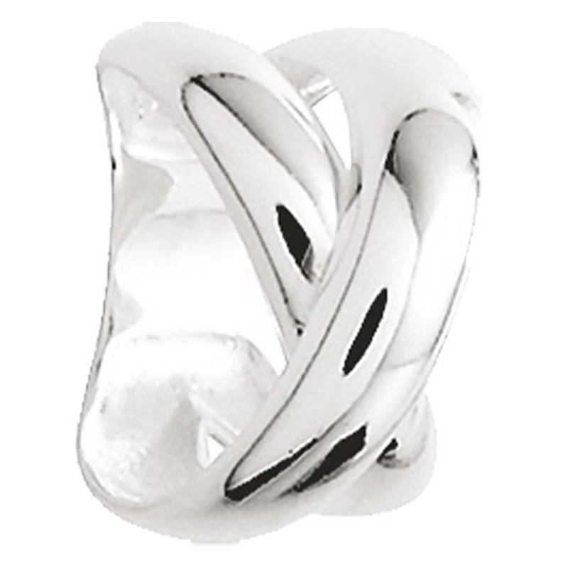 925 Rhodium-Plated Silver Double Domed Interlaced Band Ring - Emanessence