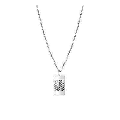 Collier Dog Tag argent massif, Longueur 51 à 56 cm - Emanessence