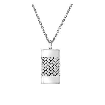 Collier Dog Tag argent massif, Longueur 51 à 56 cm - Emanessence
