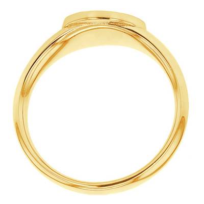 925 Silver Yellow Gold-Plated Round Signet Ring, 9.50 mm - Emanessence