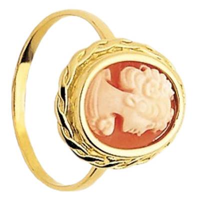 375/1000 Yellow Gold Red Cameo Ring - Emanessence