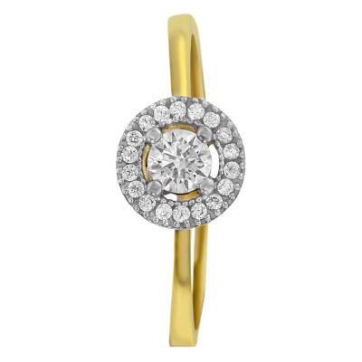 Bague Halo Or Jaune 375 & Zircons - Emanessence