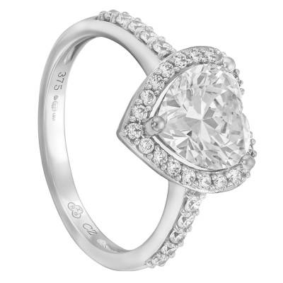 Bague Cœur, Or Blanc 375 & Pierres Oxyde de Zirconium - Emanessence