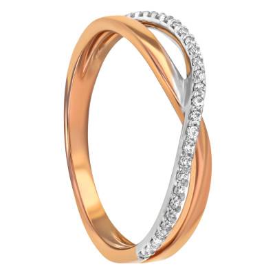 Rose Gold Crossover Ring with Zirconium Oxide Stones - Emanessence