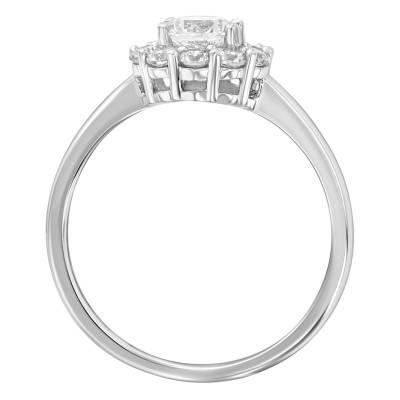 Bague Grappe Or Blanc 375, Pierres Oxyde de Zirconium - Emanessence
