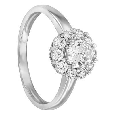 Bague Grappe Or Blanc 375, Pierres Oxyde de Zirconium - Emanessence