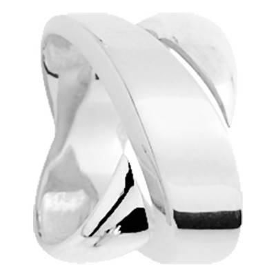 Bague Deux Anneaux Imbriqués Argent Rhodié 925 - Emanessence