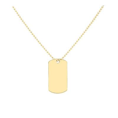 Collier Plaque Militaire Or Jaune 375, Longueur 51 cm - Emanessence
