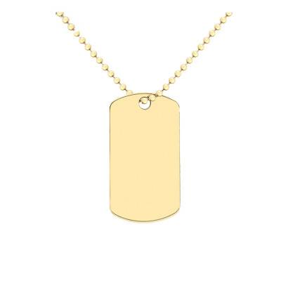 Collier Plaque Militaire Or Jaune 375, Longueur 51 cm - Emanessence