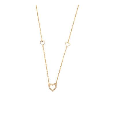 Collier Coeurs Plaqué Or & Oxyde de Zirconium, Longueur 42 cm - Emanessence