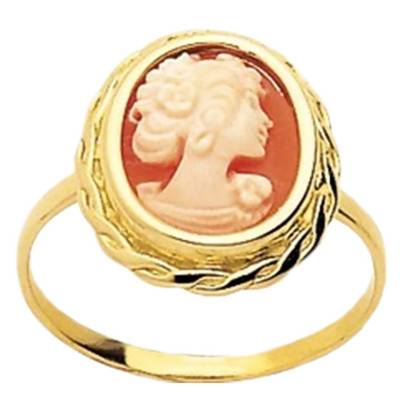 750 Yellow Gold Twisted Cameo Ring - Emanessence