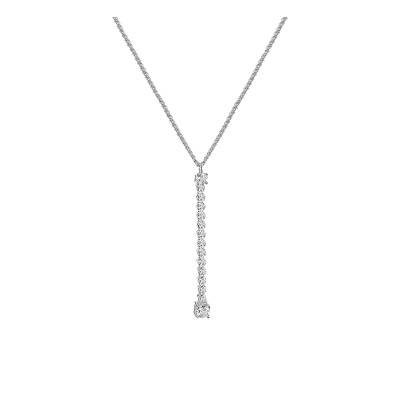 Collier Line Drop Argent Oxyde De Zirconium, Longueur 40 à 46 cm - Emanessence