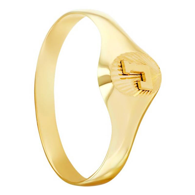 750 Yellow Gold Oval Sunburst Signet Ring, 5.40 x 7 mm - Emanessence