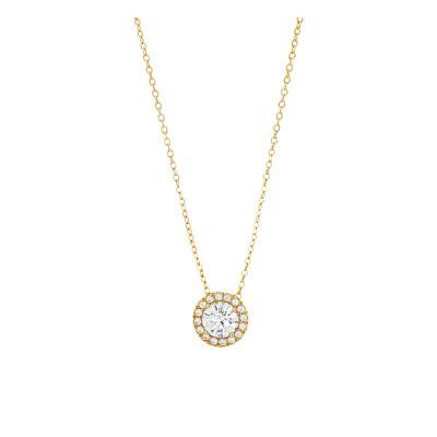 375/1000 Yellow Gold & Cubic Zirconia Adjustable Necklace, Length 41 cm - Emanessence