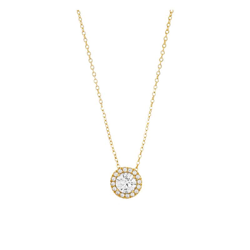 375/1000 Yellow Gold & Cubic Zirconia Adjustable Necklace, Length 41 cm - Emanessence