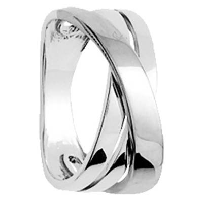 925 Rhodium-Plated Silver Intertwined Three-Band Ring - Emanessence