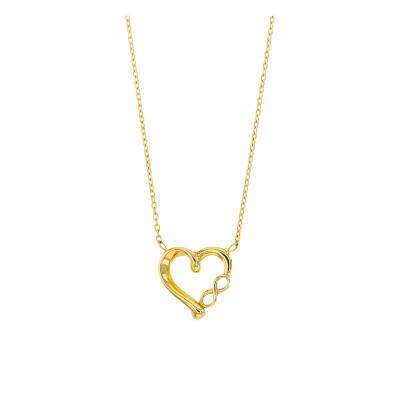"375/1000 Yellow Gold Heart and Infinity Necklace, Length 42 cm" - Emanessence