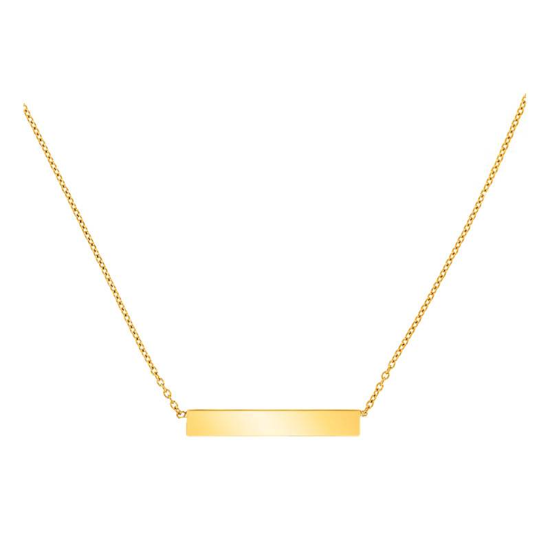 375/1000 Yellow Gold Rectangle Necklace, Length from 41 cm to 43 cm - Emanessence