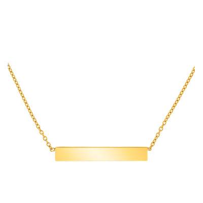 Collier Rectangle Or Jaune 375, Longueur 41 à 43 cm - Emanessence